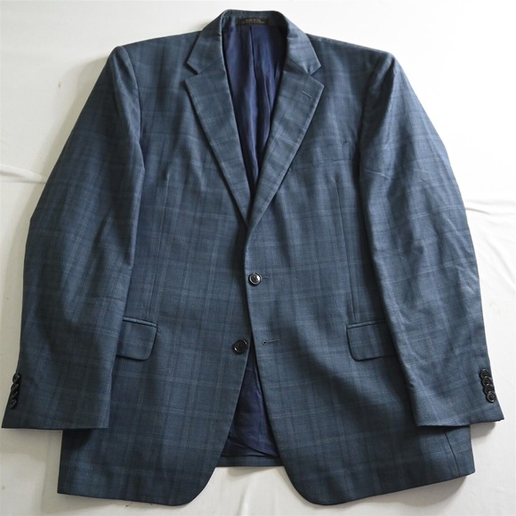 Jos A Bank Reserve 42R Blue Plaid Ermenegildo Zegna 100% Wool Blazer‎ Sport Coat